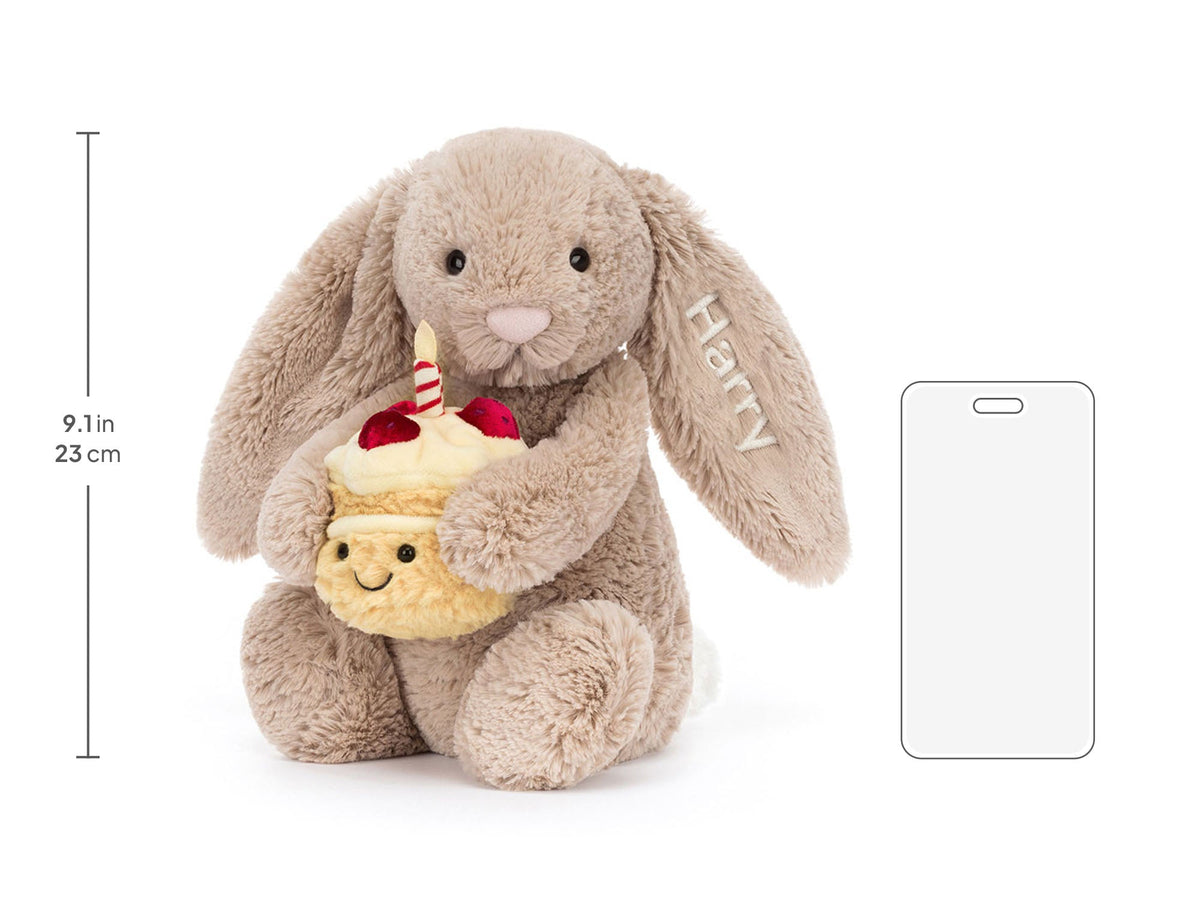 Personalized Bashful Beige Bunny Birthday size chart