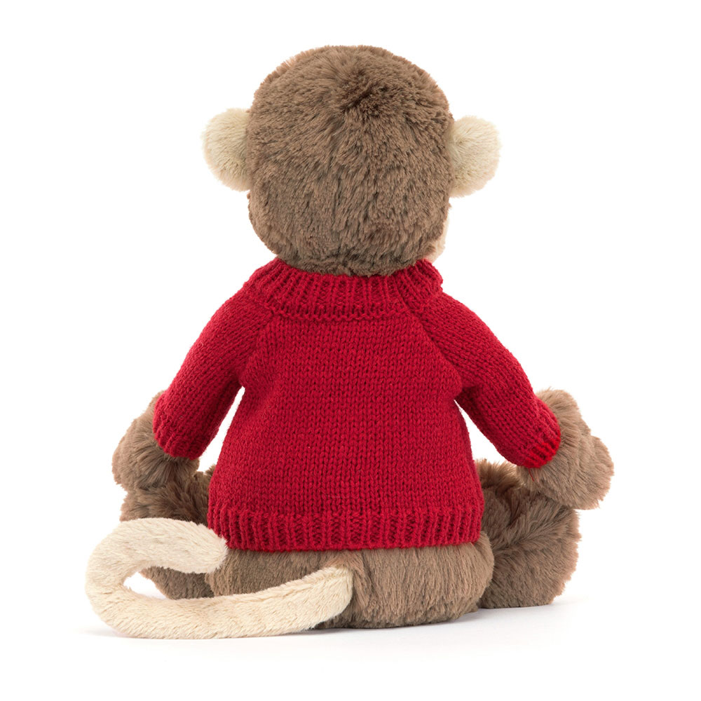 Bashful Monkey with Personalised Red Jumper, View 3