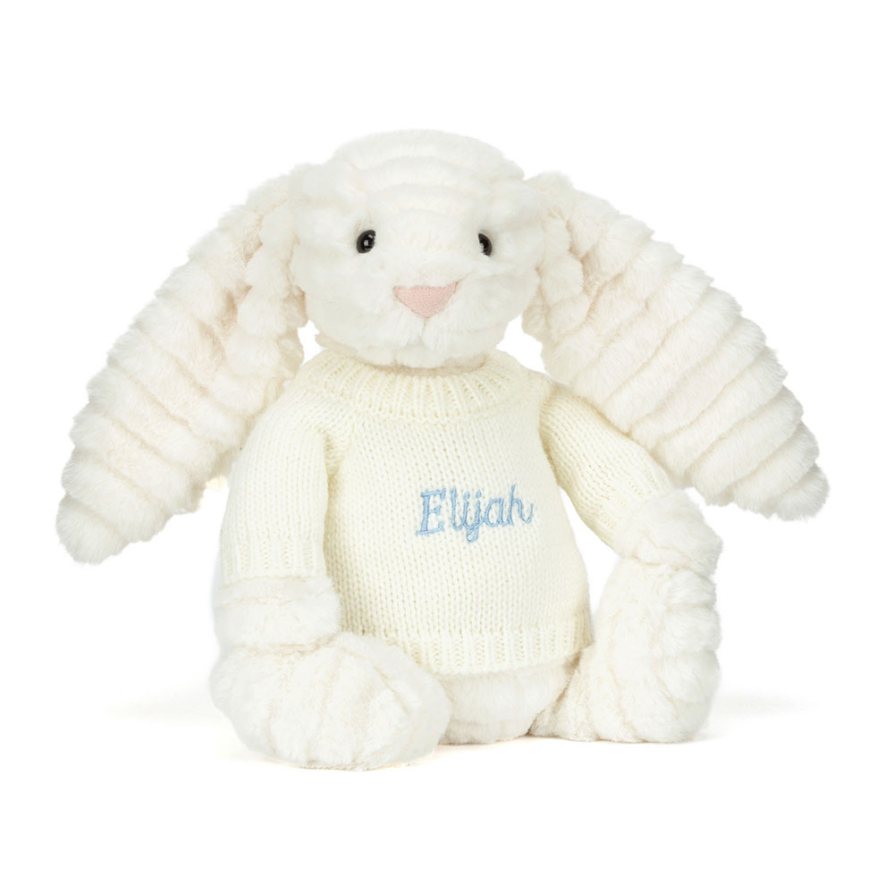 Bashful Luxe Bunny Nimbus With Personalised Cream Jumper, Main VIew