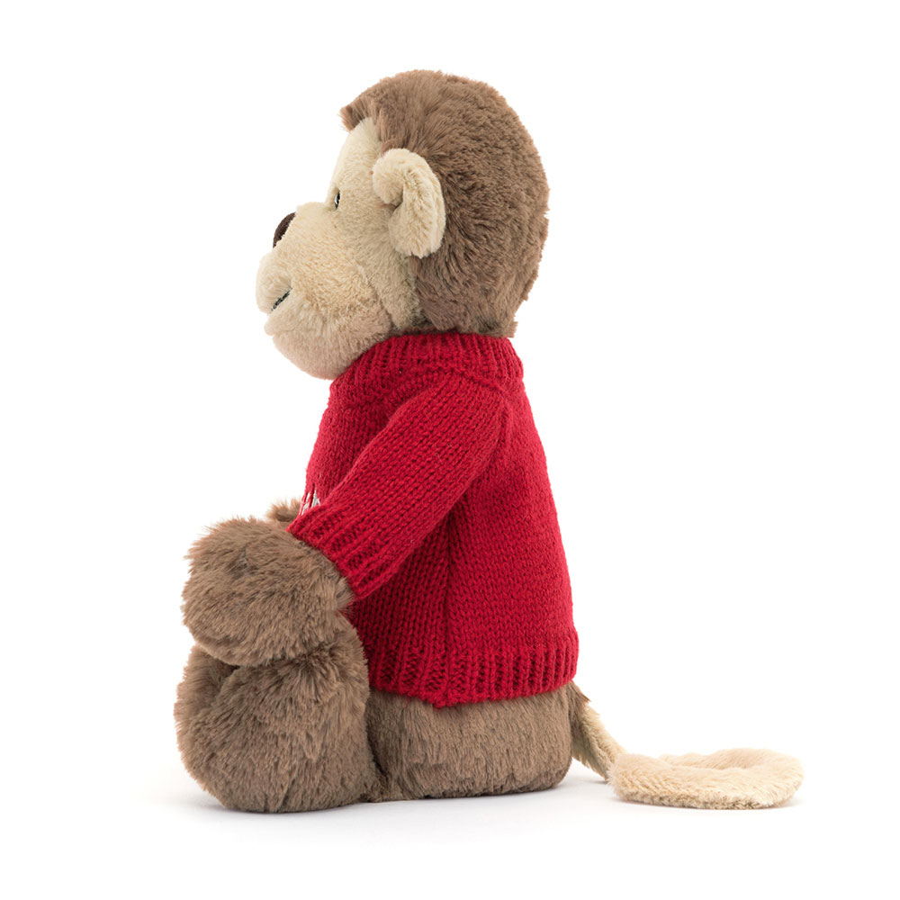 Bashful Monkey with Personalised Red Jumper, View 2