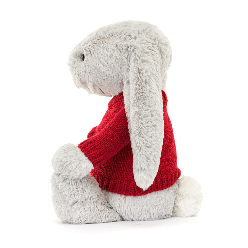 Bashful Silver Bunny with Personalised Red Jumper, View 2