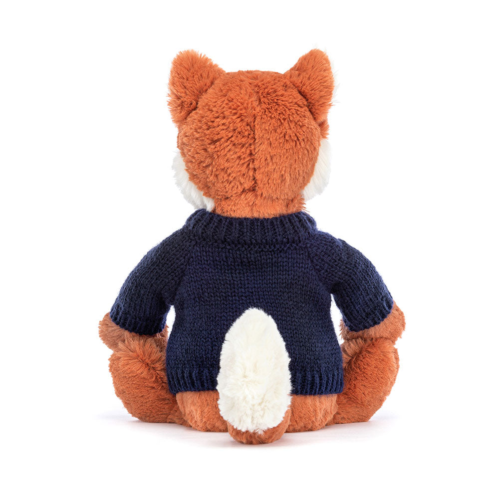 Bashful Fox Cub with Personalised Navy Jumper, View 4