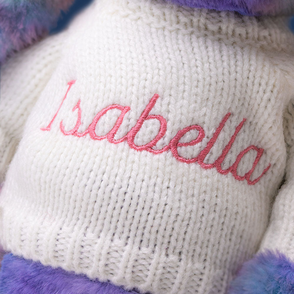 Zodihop Luxe Bunny with Personalised Cream Jumper, View 1